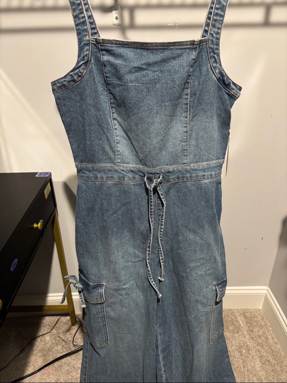 Denim Utility Jumper Dress - Blue